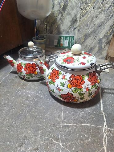 xrom caydan: Çay dəsti, rəng - Qırmızı, Metal, Alpina, 5 nəfərlik, Azərbaycan — 1