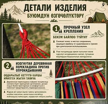 гамаковый шнур: Гамак 2-ух местный с деревянными планками, 200x100см Hammock Lite — 7