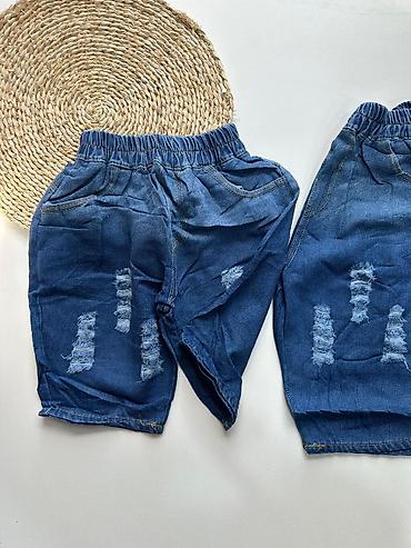 cins uşaq şortları: Uşaq üçün cins şort - Material: yumşaq denim (cins) - Rəng: tünd mavi — 2