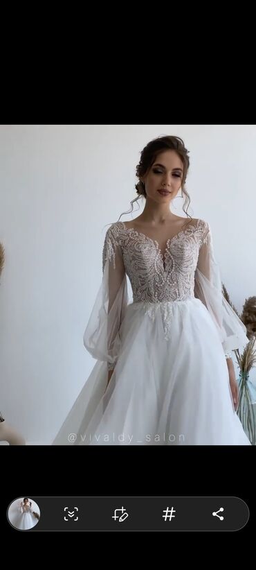 Свадебные платья: Свадебное платье, M, Со шлейфом, А-силуэт, Россия, Камни Swarovski, Б/у — 5