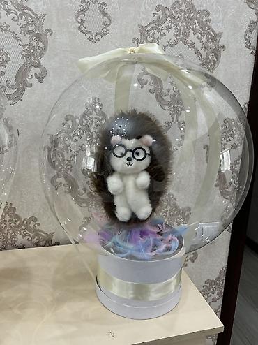 Подарки и сувениры: Подарочные композиции в прозрачном шаре с мягкой игрушкой - — 1