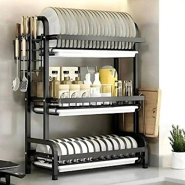 luster ikea: Troslojni kuhinjski stalak/ocjeđivač za posuđe sa bočnim držačima - — 4