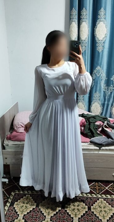 летнее шифоновое платье: Вечернее платье, Длинная модель, Шифон, С рукавами, S (EU 36)