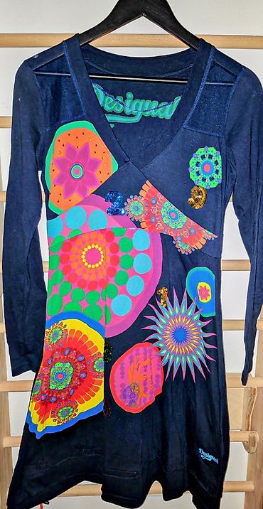 lil solid accessories: Desigual haljinaV izreza, pamuk, M velicina, teget boje sa sarenim — 1