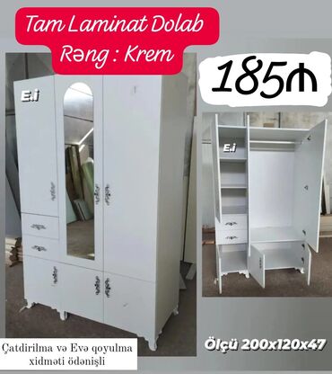 Dolablar: Yeni, Açılan, 3 qapılı Düz dolab, Dolab-asılqan, Türkiyə — 21