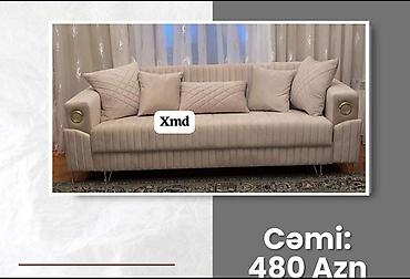 divan temizleme: Bej rəngli yumşaq toxumalı 3 nəfərlik divan - Minimalist və zərif — 1