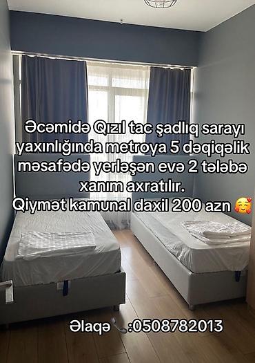 kiraye ecemi: - Yer: Əcəmi, Qızıl Tac şadlıq sarayının yaxınlığı, metroya 5 — 1
