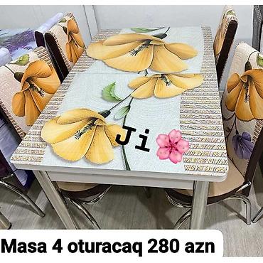 Masa və oturacaq dəstləri: Mətbəx üçün, Yeni, Açılmayan, Dördbucaq masa, 4 stul — 35