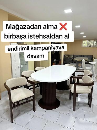 mdf panel: Qonaq otağı üçün, Yeni, Açılmayan, Oval masa, 6 stul — 1