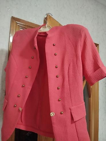 Qadınlar üçün qısaqol jaket/kardiqan – çəhrayı rəngdə - Model: düz