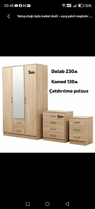 komod: Yataq otağı üçün modul mebel dəsti – sifarişlə hazırlanır, rəng seçimi — 3