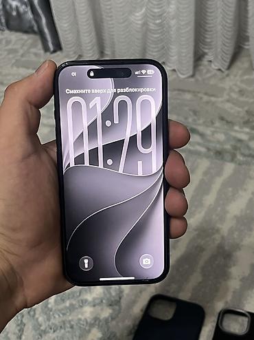 iphone osh: IPhone 15, Б/у, 128 ГБ, Black Titanium, Чехол, Коробка, 100 % — 3