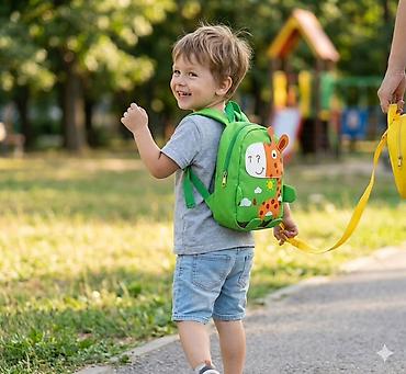 kipling monkey: Детский рюкзачок с поводком «Жираф» - Яркий зеленый рюкзак с крупным — 2