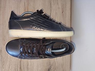 esd papuce: Emporio Armani muške patike – kožne, tamno sive/ugljen nijanse sa — 4