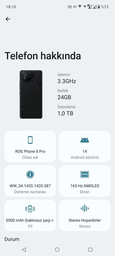 android telefonlar: Asus ROG Phone 8 Pro, 1 TB, rəng - Qara