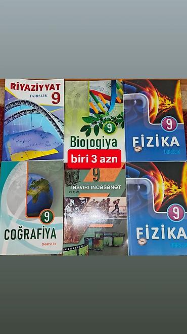Məktəb dərslikləri satılır. 9-cu sinif: - Riyaziyyat, Fizika (2 — 3