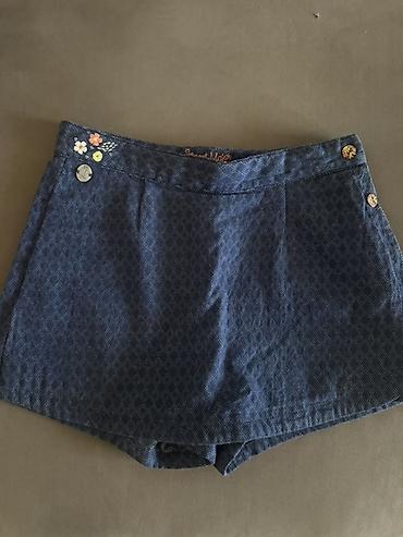 Şortlar: Qızlar üçün şort-etek (skort) – tünd göy rəngdə, xırda romb naxışlı — 1