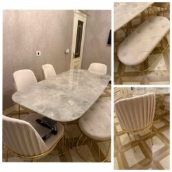 Qonaq otağı dəstləri: Qonaq otağı üçün, İşlənmiş, Oval masa, 6 stul