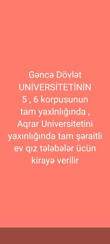 Otaqların uzunmüddətli kirayəsi: Komunal daxil 100 azn