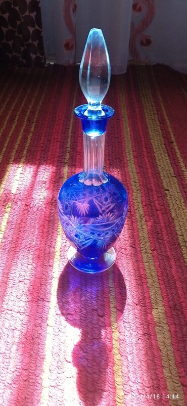 ШТОФ ГРАФИН 2-х цветное кобальтовое стекло, синий хрусталь, резьба