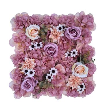 Süni güllər: Dekorativ süni gül paneli – kvadrat modul - Dizayn: sıx çiçək — 12