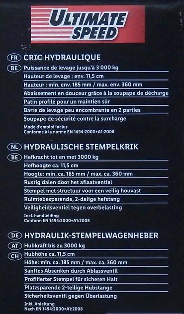 Dizalice: Ultimate Speed hidraulični boca-dizalica za vozila - Nosivost: do — 5