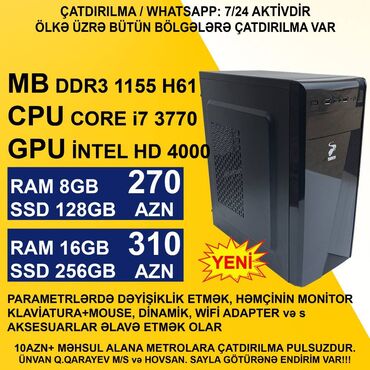 notebook wifi adapter: ⭐Core i7 3770/8GB Ram/128GB SSD – 270 AZN ⭐Core i7 3770/16GB Ram/256GB