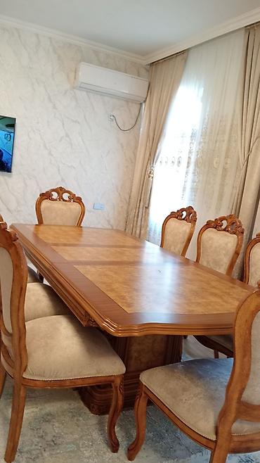 masa desdi: Qonaq otağı üçün, Yeni, Açılan, Dördbucaq masa, 8 stul — 3