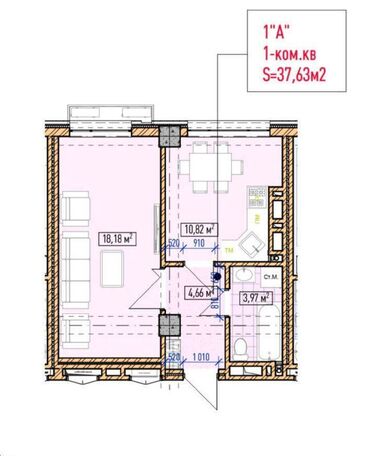 квартира на месяц в бишкеке: 1 бөлмө, 38 кв. м, Элитка, 2 кабат, ПСО (өзү оңдоп түзөтүп бүтүү үчүн)