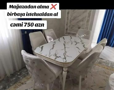 stol desdi: Mətbəx üçün, Yeni, Açılmayan, Dördbucaq masa, 6 stul — 1