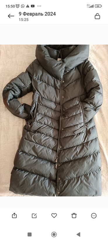 зимние женские куртки с капюшоном: Пуховик, По колено, С капюшоном, 2XL (EU 44)