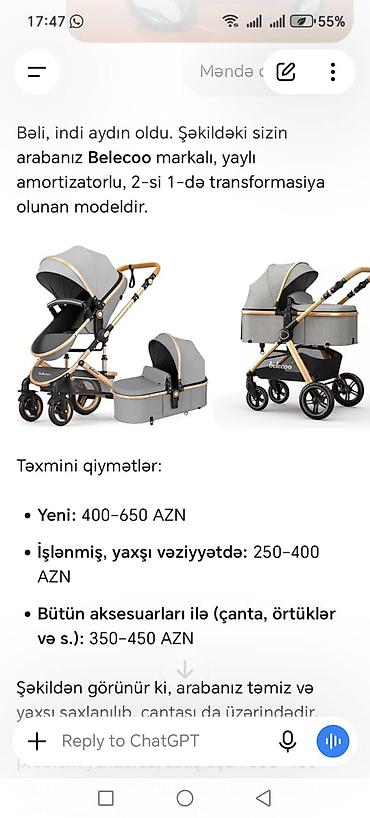 Araba-beşiklər: Belecoo 2-si 1-də uşaq arabası – transformasiya olunan model — 4