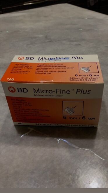 Другие медицинские товары: Упаковка игл для шприц-ручек BD Micro-Fine Plus. Иглы имеют размер 6