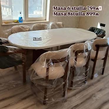 Masa və oturacaq dəstləri: Masa və stul dəsti - Dəst: masa + 6 stul - Forma: oval və ya — 8
