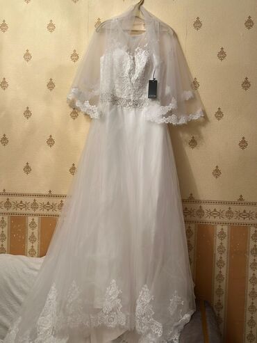 Свадебные платья: Məhsul: Gəlinlik dəsti - Rəng: Qar bəyaz - Siluet: A-kesim, uzun