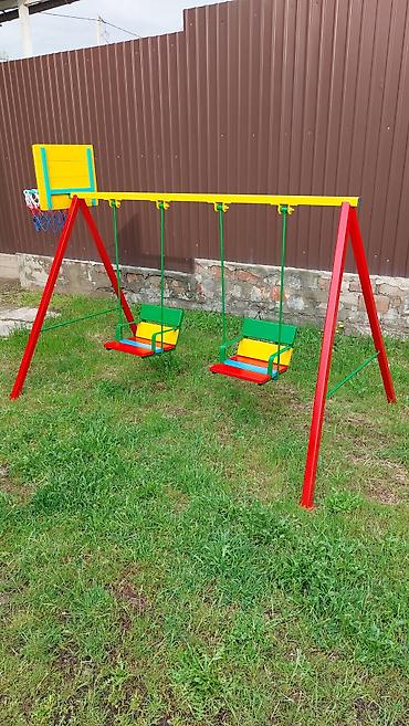 Детские качели: Качели двухместные с кольцом для мяча цена 22 000с! Качели для — 3