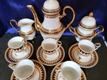 Kuhinjski setovi: Servis vintaz za kafu porcelanski. Servis za kafu,perfektan pozlata — 5