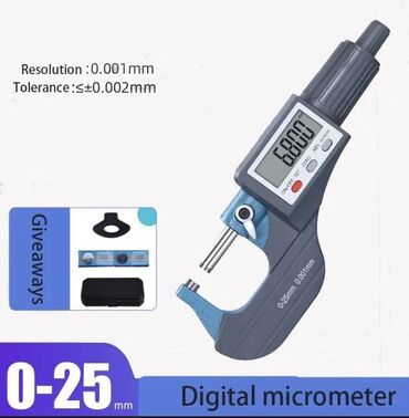 Микрометры: Электронный микрометр стальной с пластиковой ручкой. Диапазон