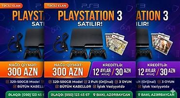 disk: PlayStation 3 satılır – Slim model - Yaddaş: 320–500 GB - 2 ədəd — 1