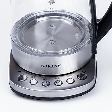 Mətbəx texnikası: №: 4853 Məhsulun adı: Elektrik çaydan Sokany SK-09003 Black/Silver — 2