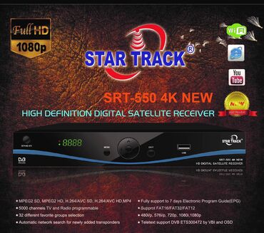 televizor kanalları: Tuner Star Track 550 4K New az istifade olunub çox yaxşı firmadı