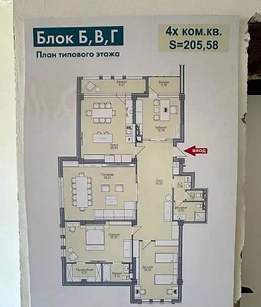 район ауца: 4 комнаты, 205 м², АУЦА Элитка, 1 этаж, ПСО (под самоотделку) — 5