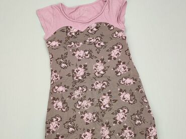 sukienka w kwiaty z bufiastymi rękawami: Sukienka, 7 lat, 116-122 cm, stan - Bardzo dobry
