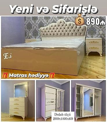 komod güzgü: Yataq otağı dəsti – Yeni və sifarişlə Tərkibi: - İki nəfərlik çarpayı — 1