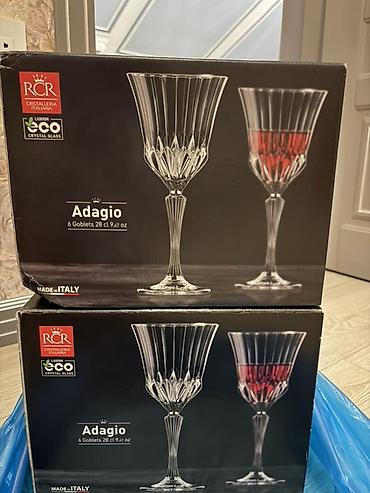 glass: Qədəhlər, rəng - Ağ, Xrustal, 6 ədədli dəst, İtaliya — 1