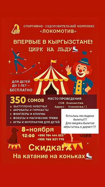 рекламные банеры бу: Продам билеты на цирк!!!! Всего 350 сомов!!! Цирк на льду! До 5 лет