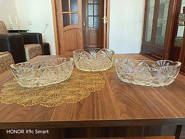 Ev və bağ: 3 ədəd kəllə-kəsər naxışlı şüşə qab dəsti 3 çü bir yerdə - Material — 3