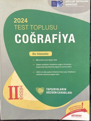 İdman və istirahət: Coğrafiya 2ci hissə test toplusu yaxşı vəziyyətdədir,4 AZN-ə satılır