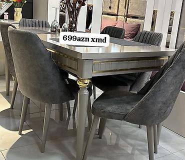 Qonaq otağı üçün, Yeni, Açılan, Dördbucaq masa, 6 stul