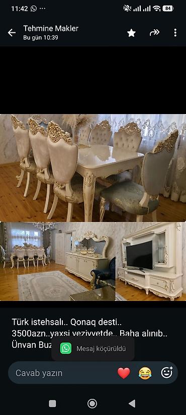 Türk istehsalı. Qonaq desti. 3500azn. yaxsi veziyyetde. Baha
